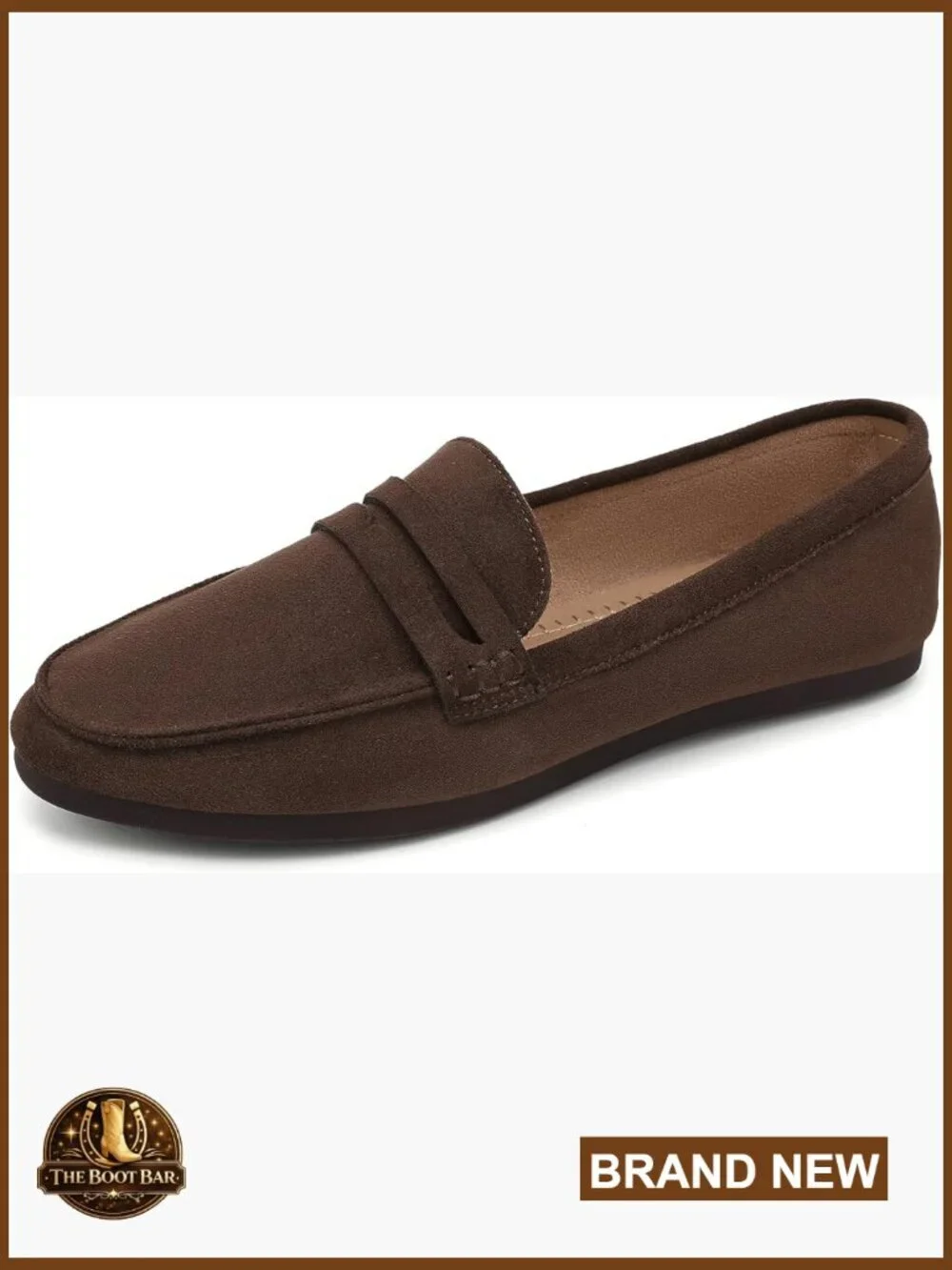 Faux Suede Loafers Slip On Flats Lightweight Comfortable Work Shoes
